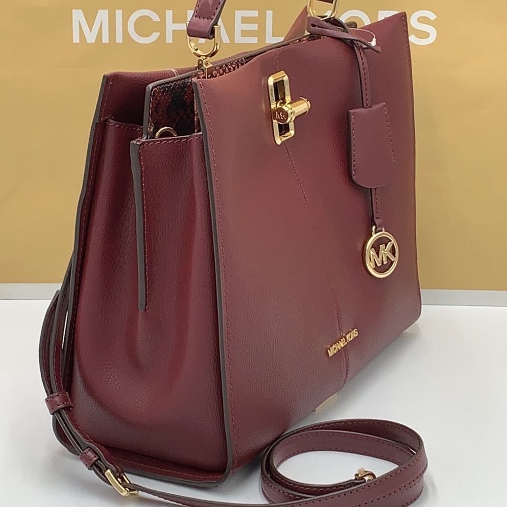 MICHAEL KORS PENELOPE LARGE TOP HANDLE MERLOT MULTI COLOR